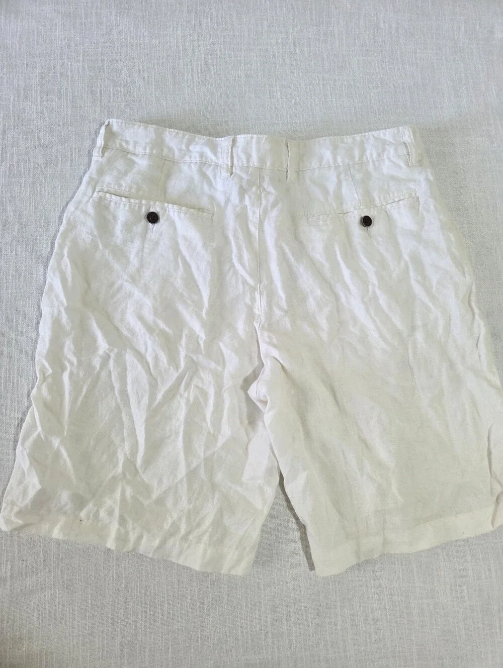 Tasso Elba Men's Cream Flat Front 100% Linen Shorts 33 Inch Waist